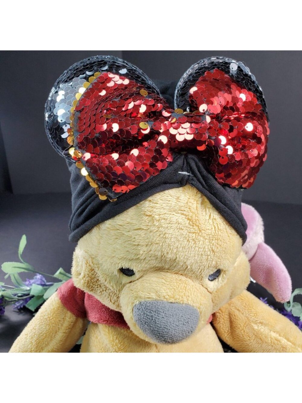 Minnie Mouse Turban Infant Ears Red Sequin Hair Bows Headband Hair Care Baby - Picture 2 of 10